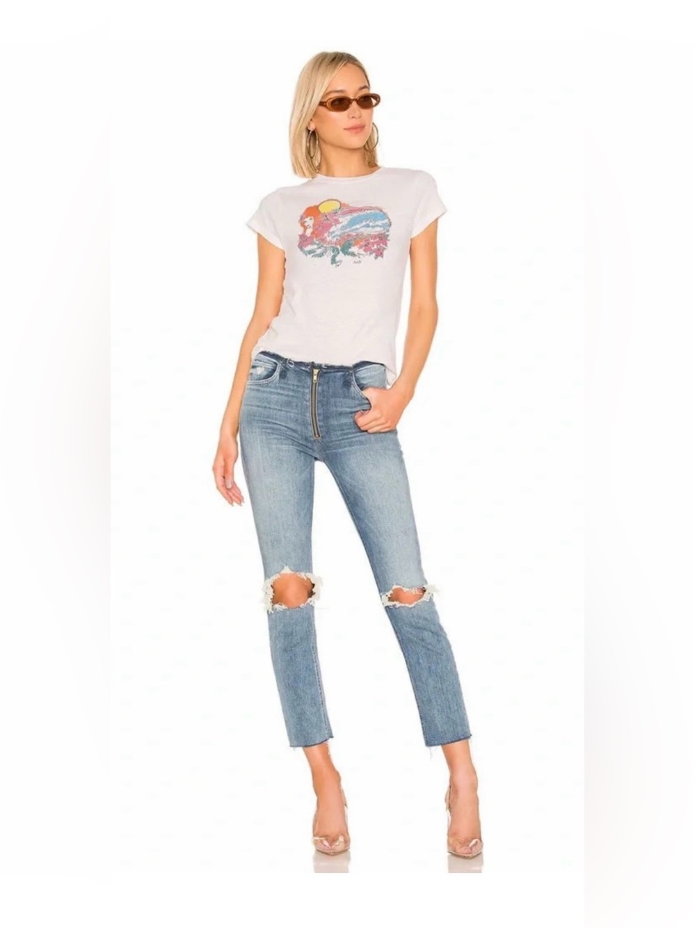 Mother Denim The Dazzler XYZ
Double Fray Straight Jeans Helter
Skelter